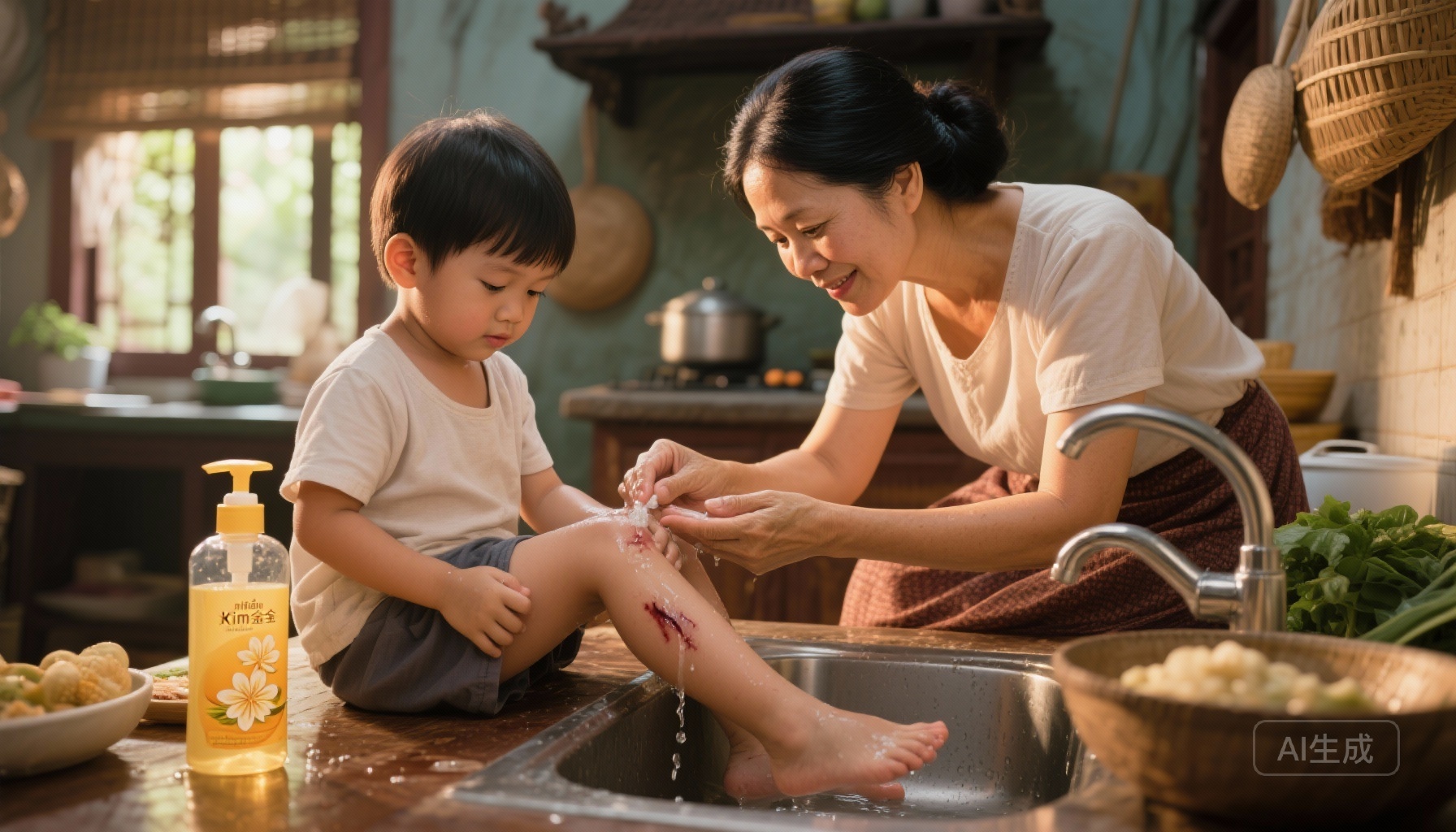 Chăm sóc vết thương nhỏ tại nhà: Vai trò của nước rửa kim ngân hoa truyền thống và gel kháng khuẩn hiện đại