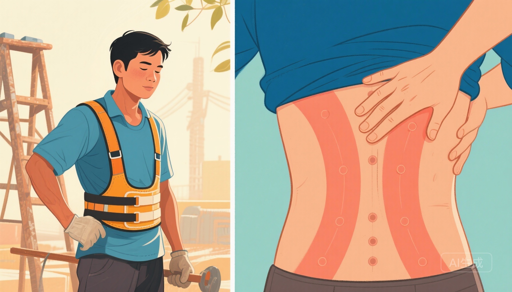 Sức khỏe lưng dưới cho lao động nam: Kết hợp massage bấm huyệt truyền thống và đai hỗ trợ hiện đại